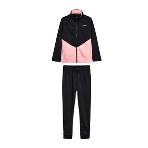 2025 pas cher taux vêtements de sport à manches longues survêtements ensemble pour filles dernière conception fermeture éclair bloc de couleur deux pièces filles survêtement ensemble - Product Image 1