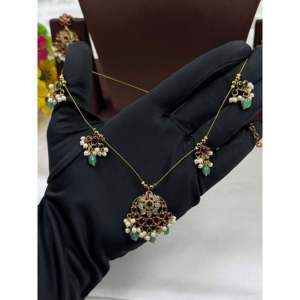 Indian Ethnic Unnati Invisible Traditional Necklace-<b>Gold</b> Plated Zirconia Fine Jewelry <b>Set</b> - Product Image 3