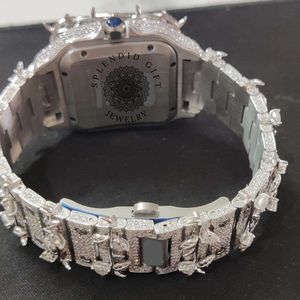 Reloj de Diamantes Splendid Gift Jewelry, Cuadrado, Movimiento Analógico de Cuarzo, Esfera de Cristal de Zafiro, Caja de Moissanita, Números Romanos, para Hombre, de Lujo - Product Image 3