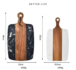 Planche à découper en marbre blanc et noir avec poignée intégrée, écologique, épaisseur 1,5 cm, compatible lave-vaisselle - Product Image 6