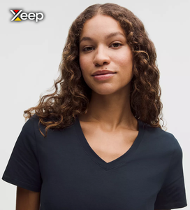 Camiseta Deportiva Ligera Informal para Mujer XEEP, Corte Holgado, Manga Corta, Transpirable, Cuello en V, Bordada, Tejida, con Letras - Product Image 3