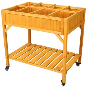 Fioriera mobile in legno a 8 scomparti con ruote bloccabili per orto personalizzabile (Aziende agricole) - Product Image 6