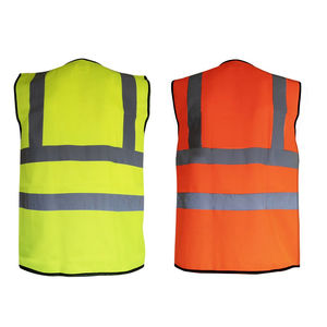 Gilet de sécurité haute visibilité ANSI Classe 1 EN ISO 20471 Classe 2, imperméable, 100% polyester, tissu tricoté, orange/jaune, poches, logo personnalisé - Product Image 5