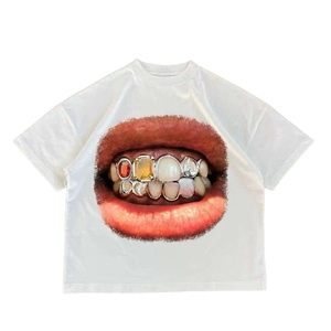 Camiseta ODM de poliéster de cuello alto, de gran tamaño, en blanco, de peso pesado, estilo urbano, para estampar, tallas grandes, superventas 2026 - Product Image 2