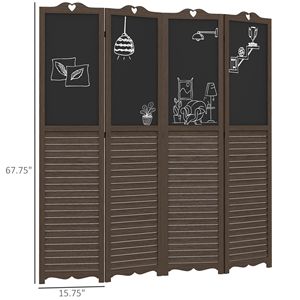 "Handcrafted Portable 4 Panel Folding Privacy <b>Screen</b> Room Divider with Chalkboard Walnut Home Office Decor" - Product Image 3