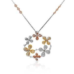 Collier pendentif en moissanite tricolore taille ronde, chaîne en argent sterling 925, bijou fin, cadeau charmant - Product Image 4