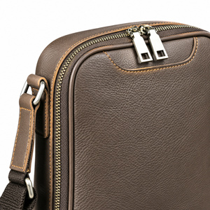 Taupe Full Grain Waxed Tumbled Leather Shoulder <b>Bag</b> <b>Men</b> Vintage Simple <b>Crossbody</b> Messenger <b>Bag</b> Expandable Fits 8.3" Tablet size - Product Image 3