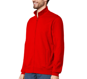 Sudadera Roja con Cierre para Hombre, Corte Regular, Color Sólido, Informal, Tejida, Cuello Alto, Manga Larga - Product Image 2