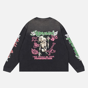 เสื้อยืดสกรีนลายแบบกำหนดเอง ผ้าริป 250 แกรม แขนยาวสองชั้น ปลายแขนแบบพับ ซักฟอกสีซีดแบบ Stone Wash ทรงบ็อกซี่ ครอป - Product Image 6