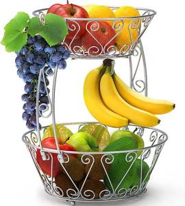 Cesta de Frutas de Hierro Estilo Rústico con Juntas Soldadas Resistentes y Recubrimiento en Polvo Duradero, Ideal para un Ambiente Rústico - Product Image 1