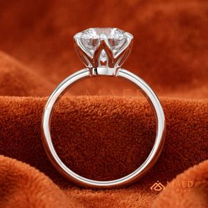 Minimalist <b>Silver</b> Round Moissanite <b>Ring</b> – Classic Six-Prong Star <b>Solitaire</b> for Women - Product Image 2