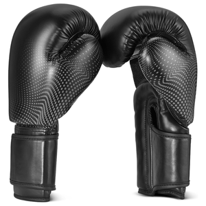 Gants de boxe en cuir noir à lacets, respirants, équipement d'entraînement pour adultes - Product Image 1