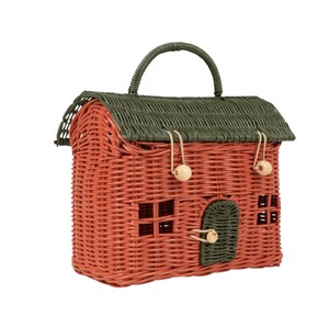 Panier de rangement en rotin en forme de maison mignonne avec poignée pour la décoration de la maison - Product Image 1