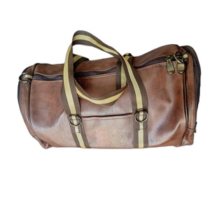 Leather <b>Duffel</b> <b>Bag</b> with Zipper Closure and Adjustable Straps for Travel Weekender Use - Product Image 1