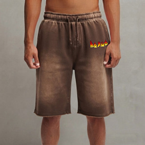 Shorts de jogging pour hommes en coton 100% lavé, écologiques, de qualité supérieure, respirants, à séchage rapide, avec logo personnalisé, pour un usage décontracté - Product Image 1