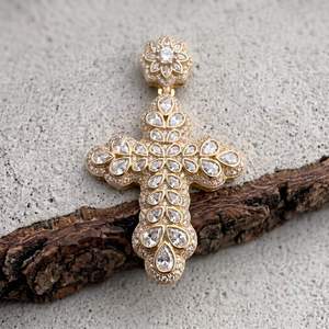 Colgante de cruz de moissanita con incrustaciones de circonitas, Plata 925, Joyería Hip Hop - Product Image 2