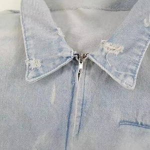 BASRA SPORTS Veste en jean bleu clair pour homme, style vintage décontracté, boutonnée, en coton, manches longues, coupe ample, pour l'hiver, personnalisable OEM ODM - Product Image 6