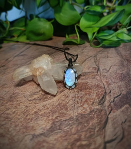 Collier en macramé turquoise fait main, pendentif bohème, ensemble de guérison par les cristaux réglable - Product Image 1