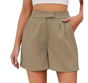 Women's Summer Vintage Breathable 100% Cotton <b>Canvas</b> Cute Casual Side Pockets High Waist Shorts with <b>Back</b> Elastic Waist - Product Image 4