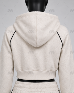 Women <b>Cropped</b> <b>Zip</b> <b>Up</b> Hoodie Sweatshirt and Wide Leg Pants Tracksuit Set Casual Lounge Wear - Product Image 5