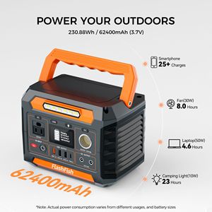 Centrale elettrica portatile 300W con luce a LED 230.88Wh/62400mAh generatore solare DC di uscita batteria di riserva per campeggio CPAP - Product Image 2