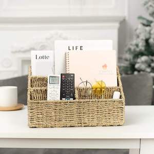 Support de présentation de magazines en jonc de mer personnalisé, organiseur de courrier, accessoire de bureau pour un tri efficace à la maison - Product Image 4