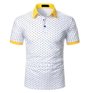 Polo à manches courtes pour homme à pois, col contrastant, décontracté, pour le golf et le tennis, logo personnalisé - Product Image 1