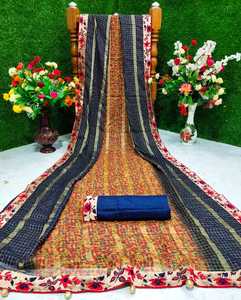 Sari de chifón elegante y moderno con blusa para mujer, que ofrece un aspecto hermoso, tela suave y cómoda, fácil de usar en cualquier ocasión. - Product Image 4