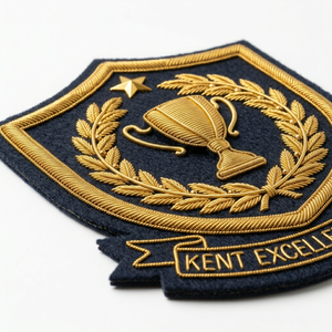 Private Label Hand Embroidered Bullion Badge Custom Achievement Award Gold Wire Presentation Insignia Merit Honor Emblem Bulk - Product Image 2