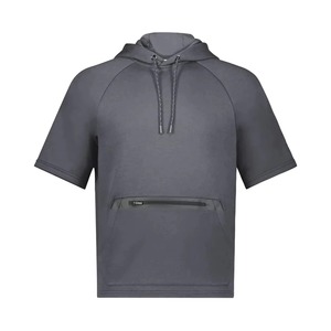 Sweat à capuche en molleton technique à manches courtes en coton 100% avec logo personnalisé brodé - Product Image 6