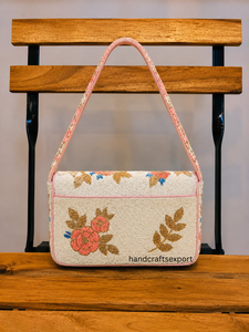 Bolso de Hombro de Lujo, Profesional, Moderno, Hecho a Mano, con Cuentas Florales, para Mujer |   Bolso de Noche Bordado Vintage para Novia |   Fuerte - Product Image 2