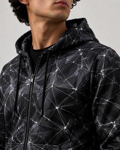 Sudadera con Capucha y Cremallera para Hombre, Estampado Geométrico, Corte Regular, Informal, Tejida en Poliéster, para Otoño, Estilo Urbano - Product Image 5