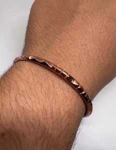 Handmade Pure <b>Copper</b> Slim Cuff Bangle Solid Metal <b>Copper</b> Craft Chiseled Notch Healing Jewelry For Men & Women Plain OEM - Product Image 5