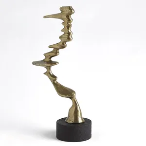 Luxury Handmade Metal Sculpture Artistic Decorative Accent for Living Room TablesGold Plated Aluminium Single <b>Side</b> Abstract - Product Image 2