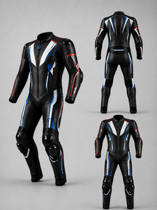 Black <b>Summer</b> Printed Biker Moto Leather <b>Motorcycle</b> Racing Suit <b>Jacket</b> Trousers Set Breathable Windproof Waterproof Plus Size - Product Image 1