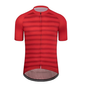 Ensemble de maillot de cyclisme pour homme, rayé rouge, manches courtes, respirant, spandex, polyester, coupe sportive pour l'été - Product Image 3