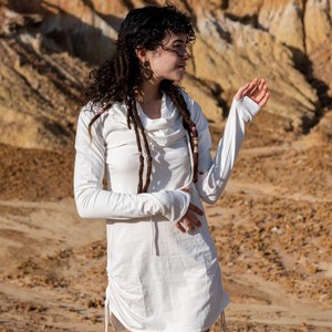 ชุดเดรสแฟรี่ฮู้ดสำหรับผู้หญิง เสื้อผ้าสไตล์โบฮีเมียนสำหรับงานเทศกาล ชุดเดรสฮู้ดสไตล์โบโฮ ชุดเดรสแฟรี่มินิแบบพลิ้วไหวสำหรับผู้หญิง - Product Image 2