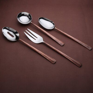 Ensemble de couverts minimalistes avec manche en bois, couverts en acier inoxydable pour table de mariage, couverts faits à la main. - Product Image 3