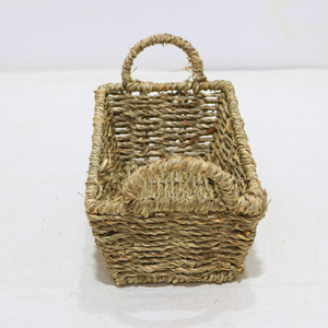 Classic Seagrass Rectangular Multifunctional <b>Storage</b> <b>Tray</b> with Handles Hand-Woven Eco-Friendly Organizer - Product Image 5