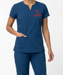 Women's Blue <b>Scrub</b> <b>Top</b> With Front Pockets Hospital Uniform Wear - Product Image 3