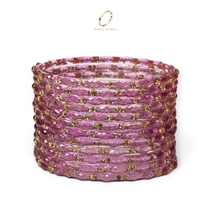 Colección de Brazaletes de Cristal de Cachemira Transparentes en Rosa Lila y Morado, con Diseño de Gotas de Lluvia, para Mujer, Joyería de Moda para Bodas - Product Image 2