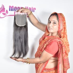 Extensiones de Cabello Humano Peruano Liso con Cierre de Encaje, 100% Cabello Virgen Remy, Cierre de Encaje Transparente HD, Extensiones de Cabello Liso - Product Image 5