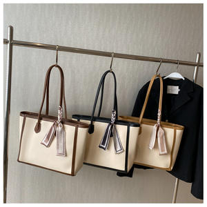 Bolso Tote de PU con Cierre, Color Sólido, Estilo Retro, para Mujer, Primavera 2025, Nueva Colección, Gran Capacidad, Bolso de Hombro Moderno de Poliéster - Product Image 3