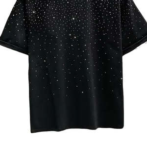 T-shirt pour homme en tissu tricoté 180 grammes, col rond, manches courtes, logo personnalisé en strass, style hip-hop uni - Product Image 6