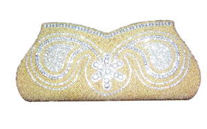Pochette dorée perlée scintillante pour soirée avec fermeture à rabat - Product Image 3