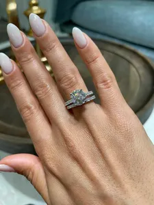 Moissanite Engagement <b>Ring</b> <b>925</b> <b>Silver</b> Wedding <b>Ring</b> Luxury Sparkling Diamond Look Bridal Jewelry Women Gift - Product Image 5