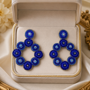Pendientes de Aro Geométricos con Cuentas Azules para Mujer, Hechos a Mano con Cuentas de Semillas, Pendientes Colgantes de Moda, Joyería al por Mayor - Product Image 4