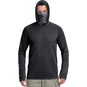 Nouvelle Arrivée 2026 – Chemise de Pêche OEM Noire à Manches Longues et Capuche pour Homme, Protection Solaire UPF 50, Anti-UV, Pull Uni avec Masque Facial - Product Image 1