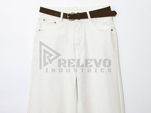Relevo Pantalones Vaqueros de Mujer de Cintura Media y Pierna Ancha, de Algodón, para Invierno, Color Liso, Lavado a la Piedra, Ajuste Holgado, Estilo Casual Urbano - Product Image 6