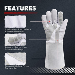 Gants de soudage TIG en cuir de qualité supérieure avec revêtement en latex, haute dextérité et doublure douce, personnalisables et anti-impact - Product Image 2